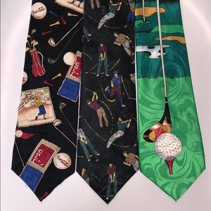 Lot of 3 Men’s Neck Ties - Golf Putt-Putt Sports Coca-Cola